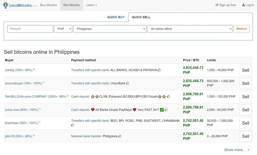 Vendre des bitcoins via LocalBitcoins