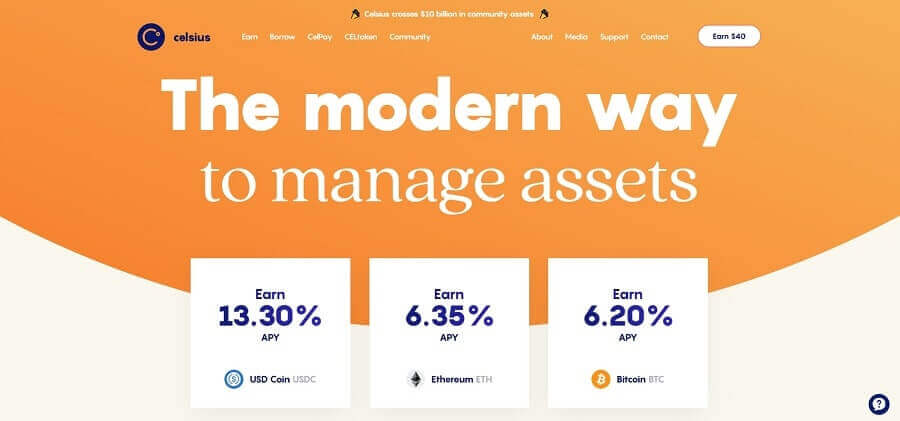 Celsius Network - intérêt bitcoin
